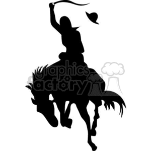 silhouette of a man riding a bronco horse