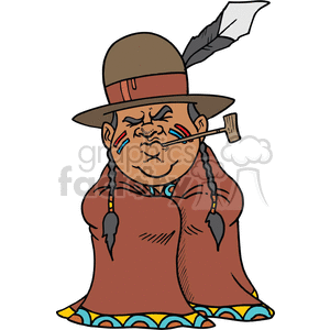 Smoking Indian Chief  clipart.