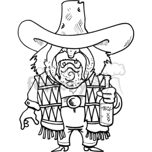 vector clip art graphics mexican mexico sombreros sombrero poncho ponchos western images cowboy cowboys drunk drinking beer black and white line lines vinyl-ready vinyl ready symbols boot boots silhouette cartoon
