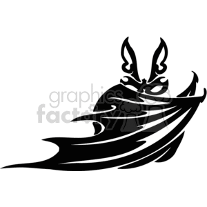Black and white evil looking bat peering over folded wings clipart. Commercial use image # 373002