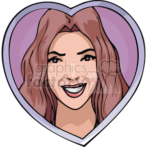 Pretty lady in a heart shaped frame. clipart. Commercial use icon # 145992