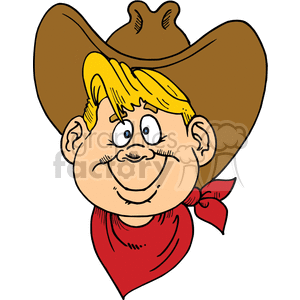 Little blonde haired boy smiling wearing a cowboy hat clipart. Royalty-free image # 373482