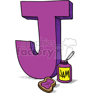 vector alphabet alphabets cartoon funny letter letters j jam jelly jar bread purple