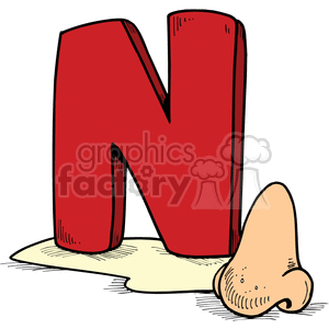 vector alphabet alphabets cartoon funny letter letters n nose noses red