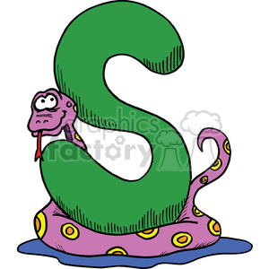 vector alphabet alphabets cartoon funny letter letters s snake snakes anaconda