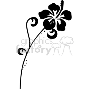 clipart - black and white hibiscus flower design.