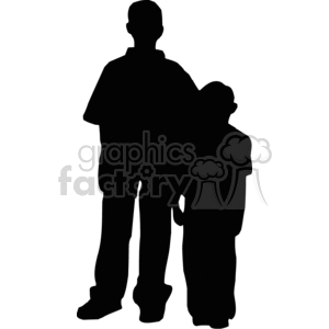 Silhouette of two boys clipart.