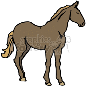 A Single Brown Western Horse clipart.