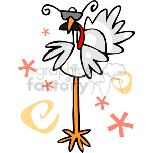 Whimsical turkey wearing sunglasses clipart.