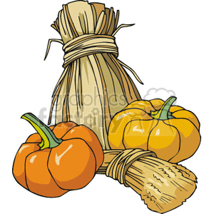 Pumpkins and wheat clipart. Commercial use image # 145627