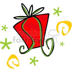 Red Christmas present with green bow clipart. Royalty-free icon # 143322