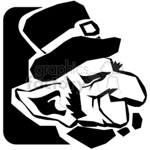 A Black and White Leprechaun with elf Ears and a Big nose clipart.