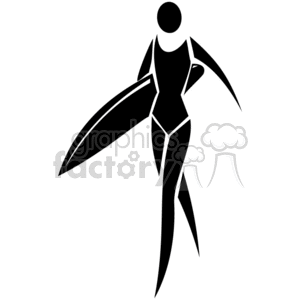 Female surfer clipart. Commercial use image # 374862