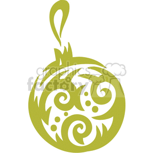 Single Green Ornate Christmas Bulb with a Swirl clipart.