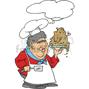 Chef holding up his dinner plate clipart. Royalty-free image # 375038