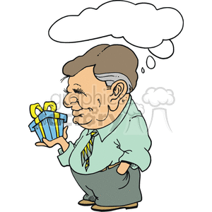 Dad holding a gift on Father's Day clipart. Commercial use image # 375048