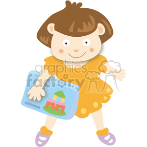 School girl holding a notebook clipart. Royalty-free image # 375529