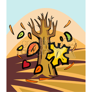 Tree with leafs falling off from autumn clipart. Royalty-free image # 152439