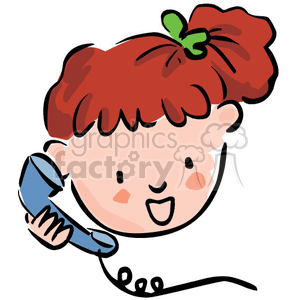 A Brown Haired Girl Talking on the phone clipart. Commercial use image # 377015