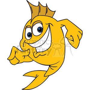 gold fish smiling and pointing clipart. Commercial use image # 377306