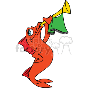 a red fish with a golden horn  clipart.
