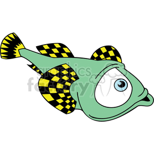 silly fish with yellow and black checkered fins clipart. Commercial use image # 377451