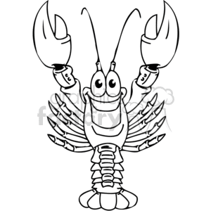happy lobster standing on its tail clipart.