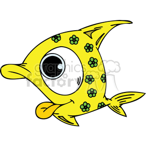 a funny yellow fish with little green flower design clipart. Commercial use image # 377491