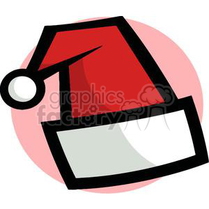 White and Red Santa Hat in Front of a Light Red Circle clipart. Royalty-free image # 377975