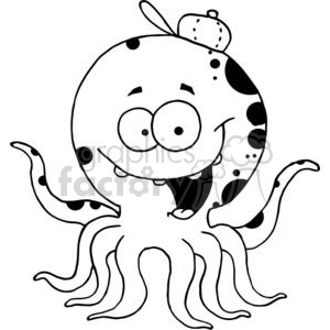A Friendly Octopus Wearing A Ball Cap clipart. Commercial use image # 378030