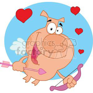 Cupid Pig Flying With Hearts clipart. Commercial use image # 378220