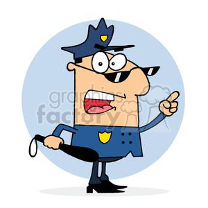 cartoon police officer with Dark Sun Glasses and a Billy Club clipart. Commercial use image # 378385