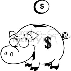 A Little White Piggy bank clipart. Commercial use image # 378505