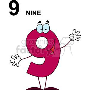 clipart - Happy Number 9  and Nine Spelled out.