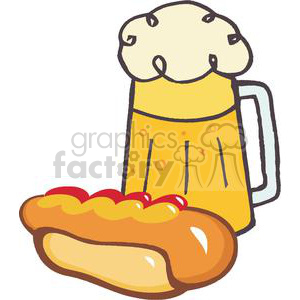 vector cartoon funny food fast hot+dog lunch beer bun 