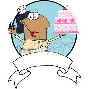 A Happy African American Woman Cake Baker Banner clipart.