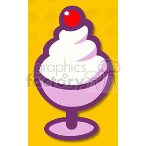 Cartoon Ice Cream Sundae With A Cherry clipart.