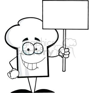 Cartoon Chefs Hat Character Holding A Blank White Sign Clipart Commercial Use Gif Jpg Png Eps Svg Clipart 379542 Graphics Factory