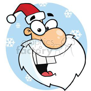 Smiling Santa Claus Head with snowflakes clipart.