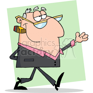 Cartoon-Happy-Businessman-Shows-green-background clipart. Commercial use image # 381843