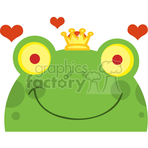 Cartoon-Happy-Frog-Prince-Character-With-Hearts clipart. Commercial use image # 381868