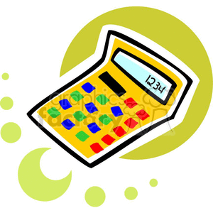 education cartoon back to school calculator buttons solar powered numbers adding subtraction multiplying counting dividing fast pushing whimsical 