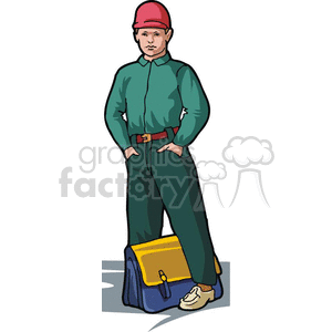 Cartoon boy waiting to go to school clipart. Royalty-free image # 382719