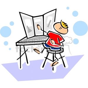 Cartoon whimsical boy with a science fair project clipart. Royalty-free image # 382744