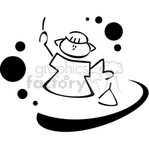 Black and white outline of a little girl in chemistry class clipart. Commercial use image # 382797