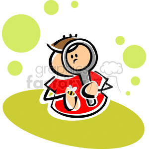 Cartoon student learning about insects with a magnifying glass clipart. Royalty-free image # 382806