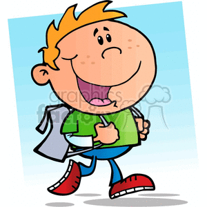cartoon boy going back to school