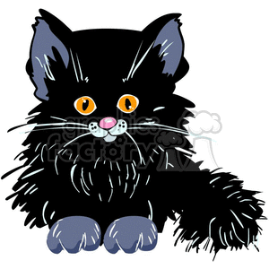 fluffy black kitten clipart. Commercial use icon # 383499