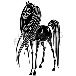 horse with really long hair clipart.