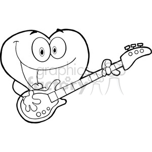 102559-Cartoon-Clipart-Romantic-Red-Heart-Man-Playing-A-Guitar-And-Singing clipart.